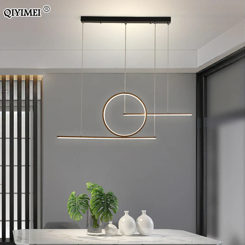 Afralia™ Modern Black Gold LED Pendant Light Dimmable Ceiling Fixture for Dining Room