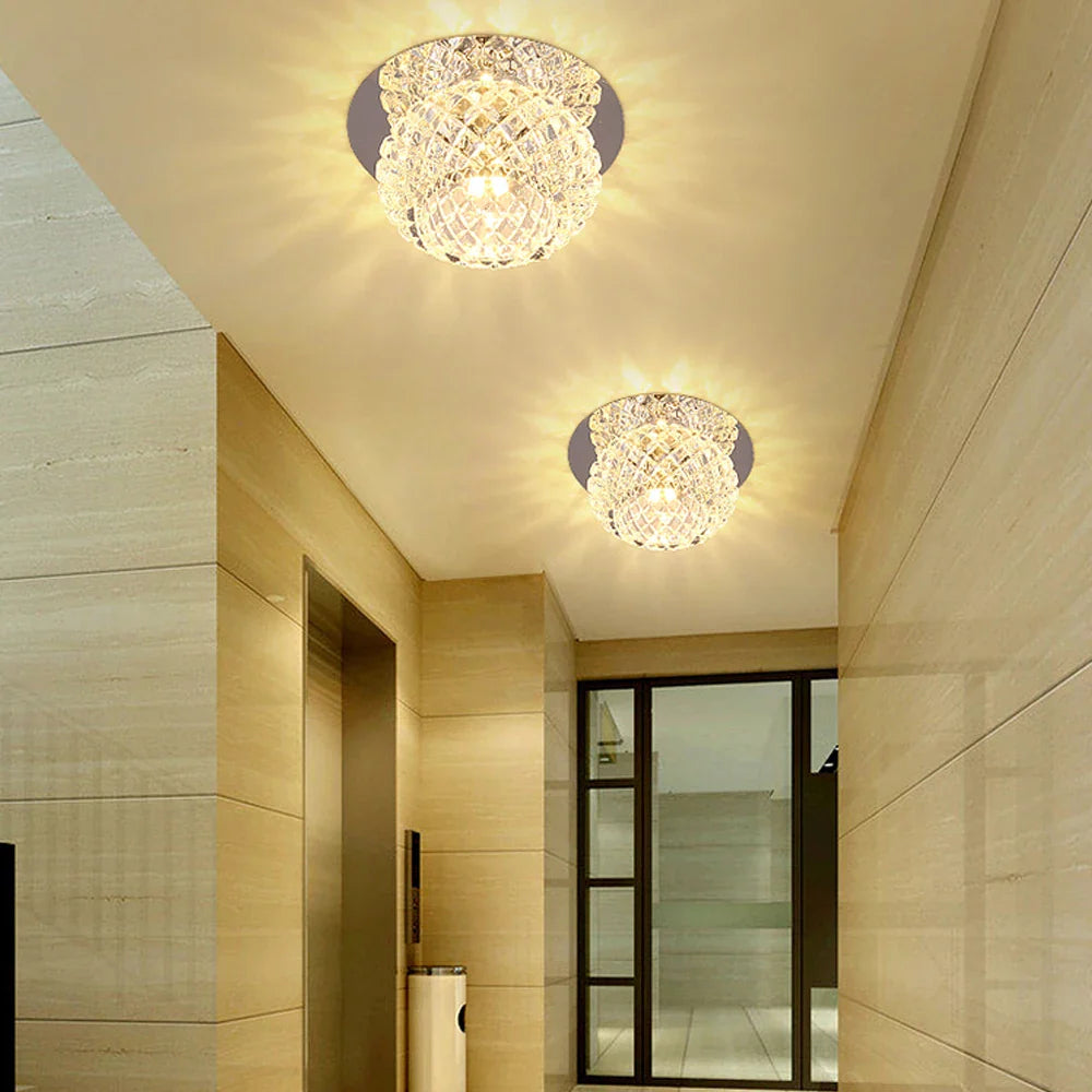Afralia™ Crystal LED Ceiling Chandelier for Aisle, Balcony, Porch, and Corridor Lighting