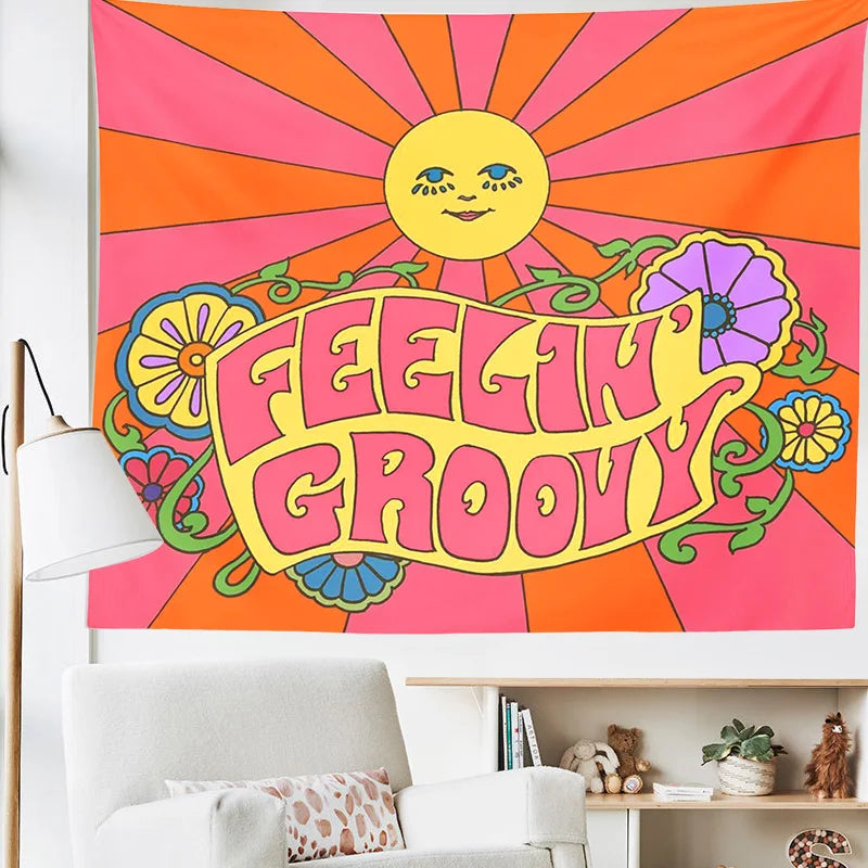 Afralia™ Sunshine Boho Tapestry - Colorful Psychedelic Wall Hanging, Bedroom & Living Room Decor