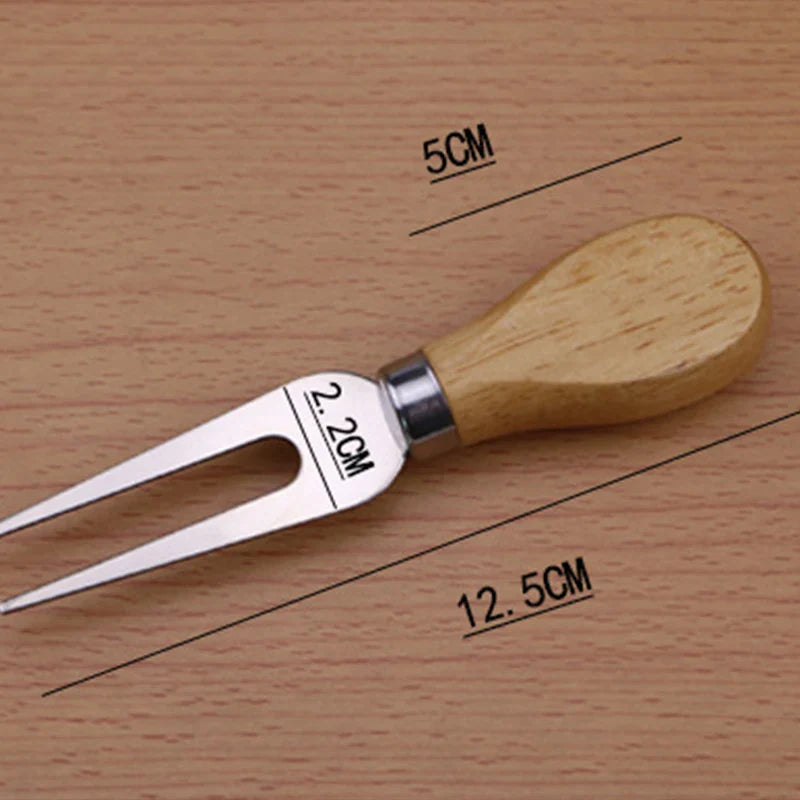 Afralia™ Stainless Steel Cheese Knives Set with Wood Handle - Cheese Cutting Tools