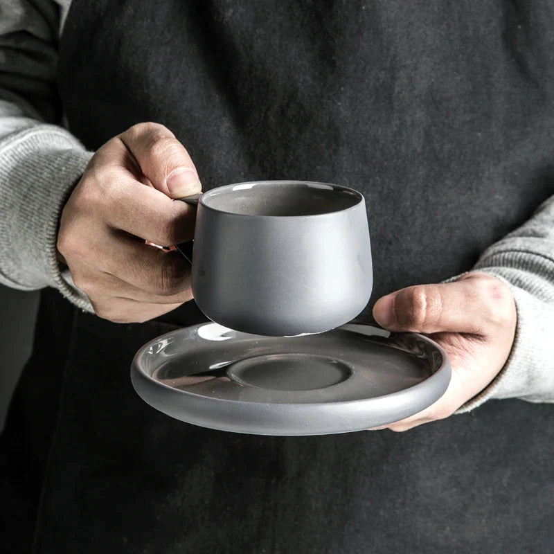 Afralia™ Nordic Ceramic Matte Grey Tableware Set - Bowl, Mug, Sugar Can, Dish - Eco-Friendly