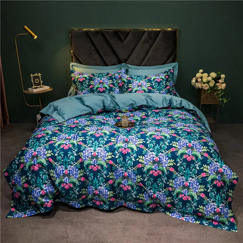 Afralia™ 1400TC Egyptian Cotton Bird Floral Bedding Set - Luxury 4Pcs