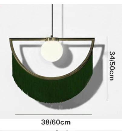 Afralia™ Coloured Tassel Glass Ball Pendant Light for Boho Minimalist Style Bedroom & Restaurant