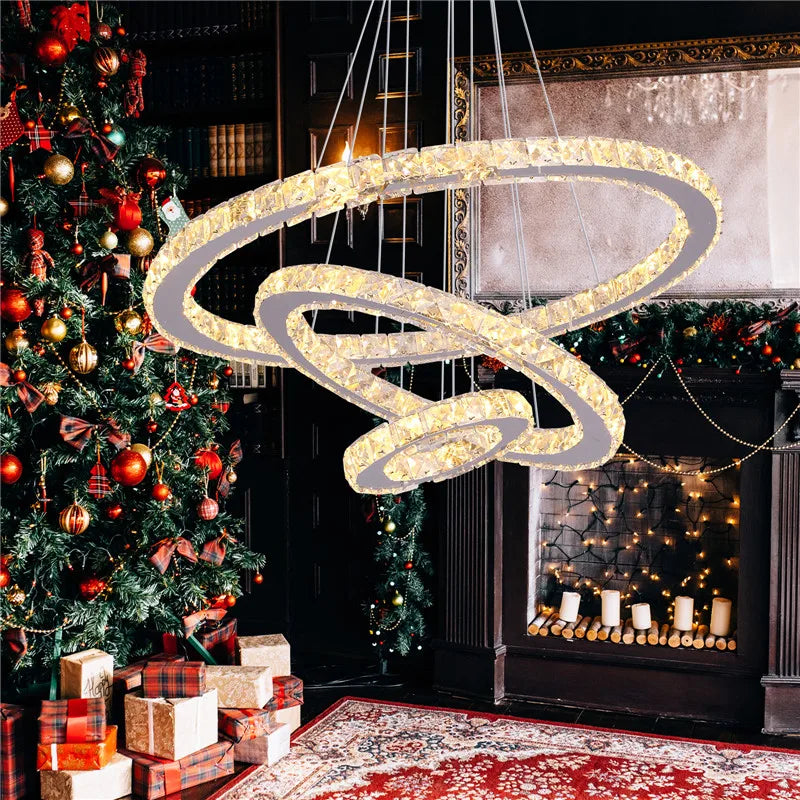 Afralia™ Crystal LED Pendant Chandelier, Modern Nordic Ceiling Lamp for Living and Dining Room