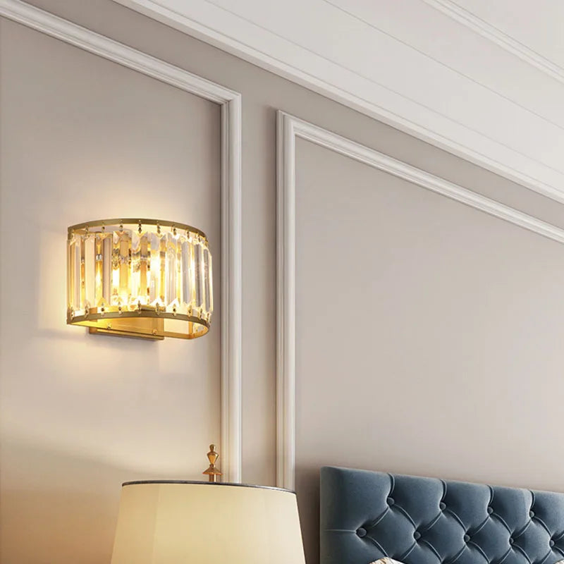 Afralia™ Crystal Semicircular Wall Lamp: Modern Minimalist LED Lighting for Home Decor