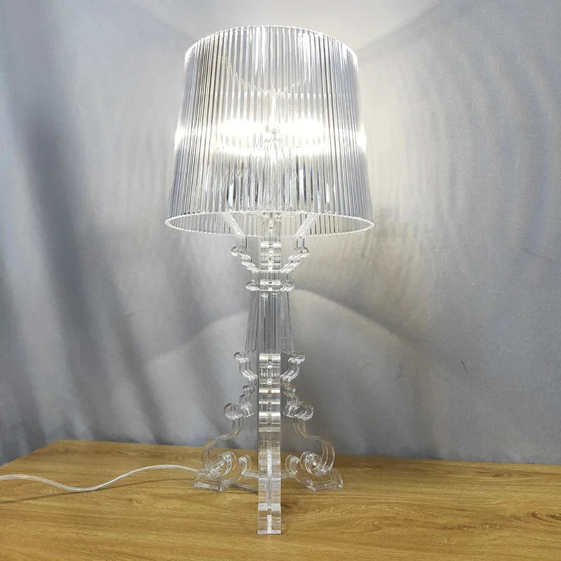 Afralia™ Clear Acrylic Table Lamp Modern Ghost Shadow Desk LED Light Fixtures