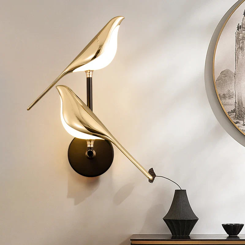 Afralia™ Bird Design Gold Plating LED Wall Sconce for Stylish Home Lighting