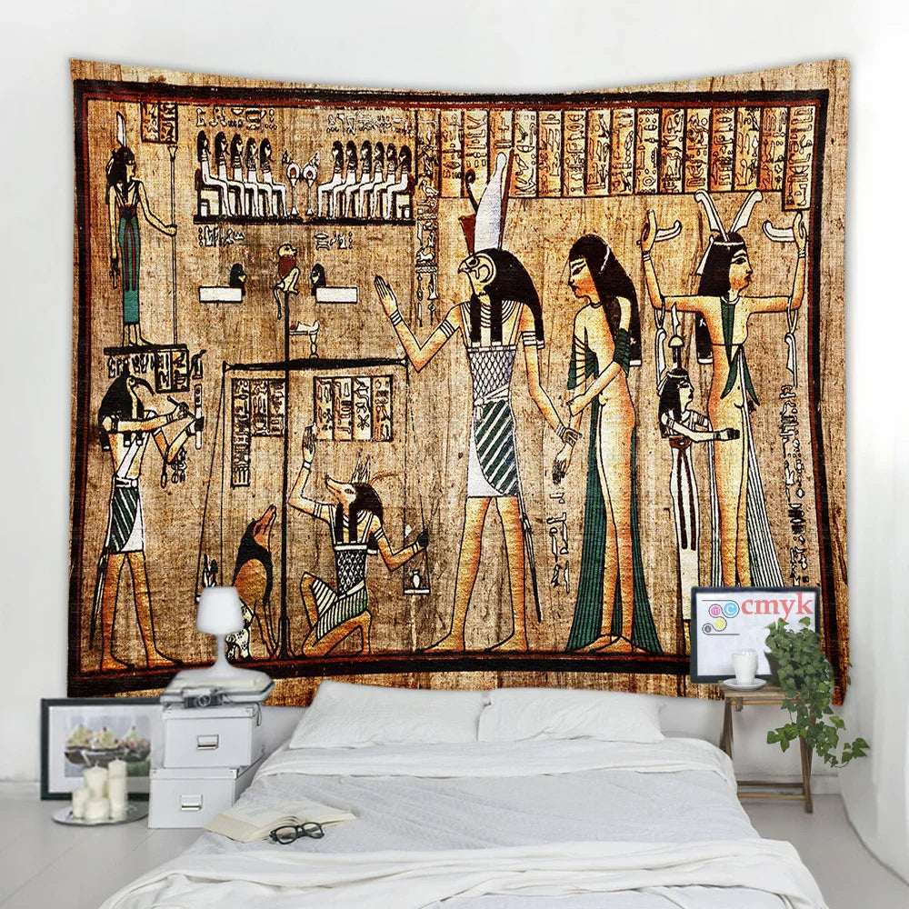 Afralia™ Egyptian Pharaoh Mural Tapestry: Hippie Style Wall Hanging Home Decor