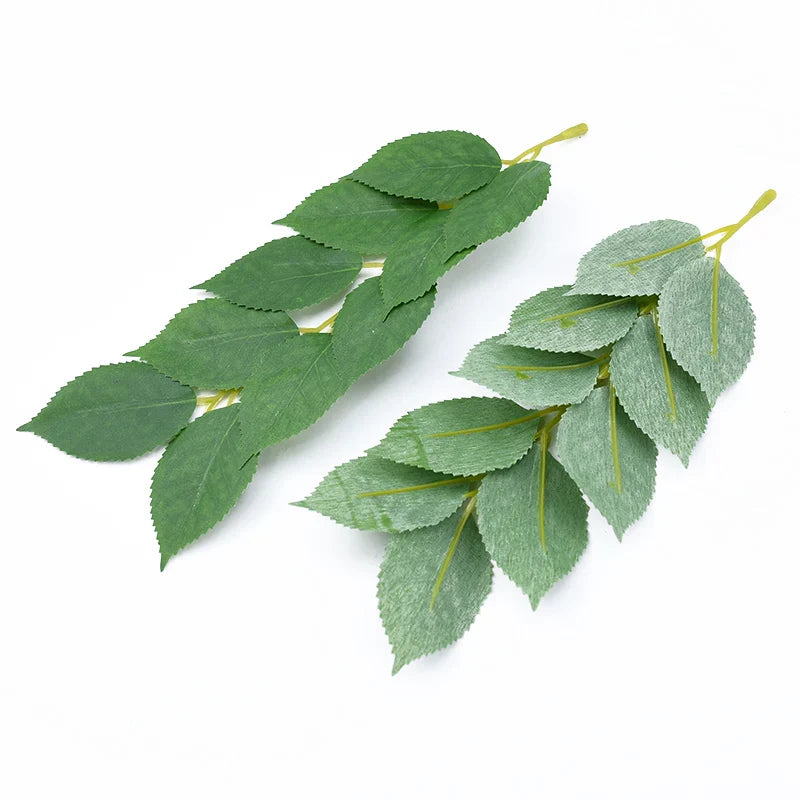 Afralia™ Rose Leaves DIY Gift Box Vases Home Decor Scrapbooking Silk Leaf Artificial Plants