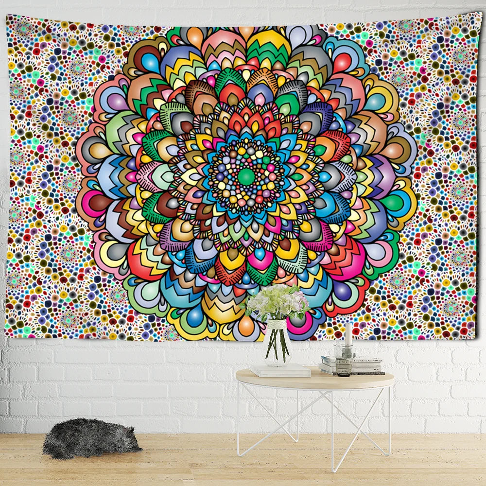 Afralia™ Mandala Tapestry Wall Hanging Psychedelic Beach Throw Hippie Bohemian Sleeping Pad