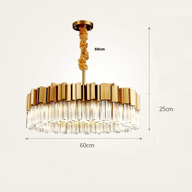 Afralia™ Golden Stainless Steel Crystal Chandelier for Elegant Foyer Lighting