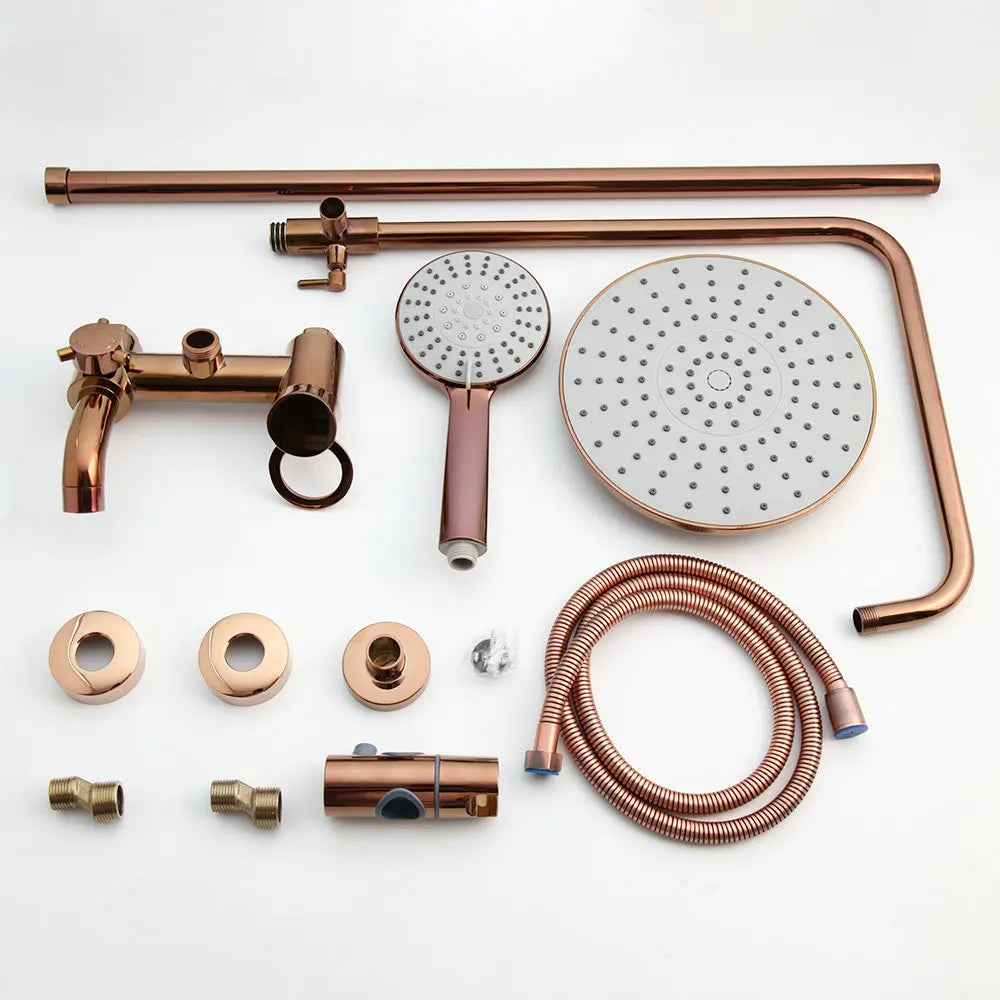 Afralia™ Rose Gold Brass Shower Faucet Set with Hand Shower - Luxury Bathroom Mixer