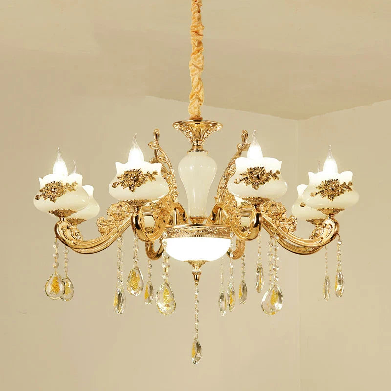 Afralia™ Gold Crystal LED Chandelier: Elegant Lighting for Living Room, Hotel, or Villa Hall