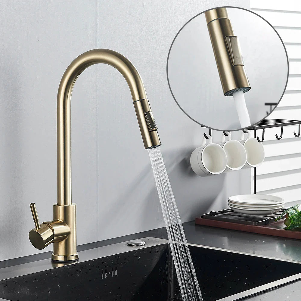 Afralia™ Smart Touch Kitchen Faucet with Pull Out Spray and 360 Rotation