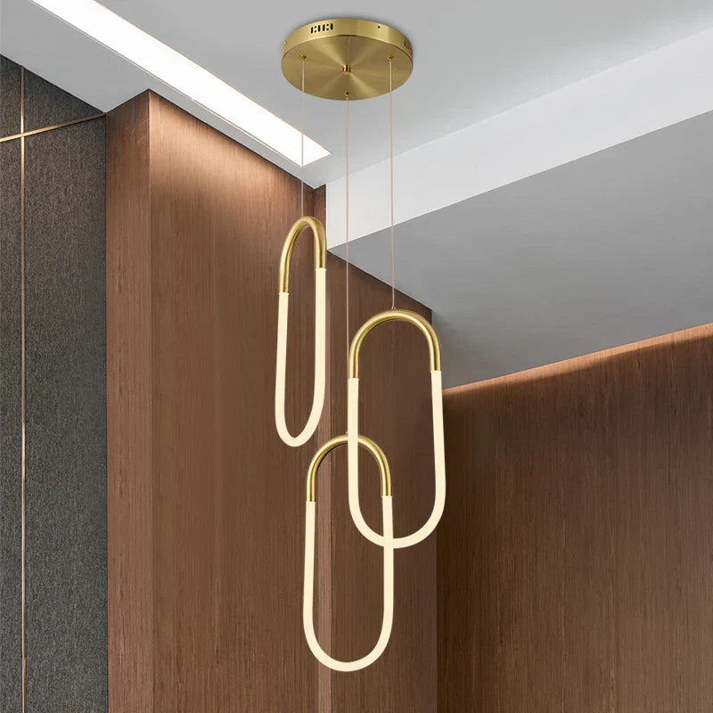 Afralia™ Gold Acrylic Ring Pendant Light for Modern Living Spaces