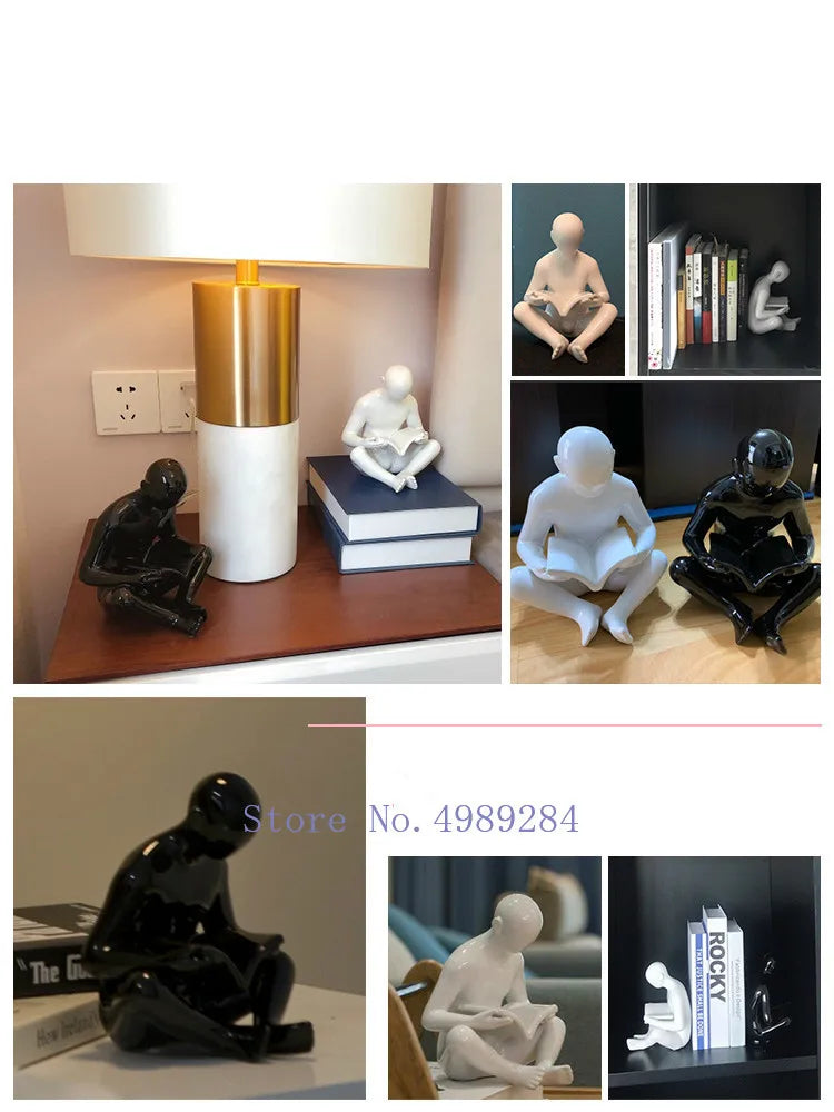 Afralia™ Creative Ceramics Sculpture for Modern Desktop Bookcase Decor and Home Craft Decoration