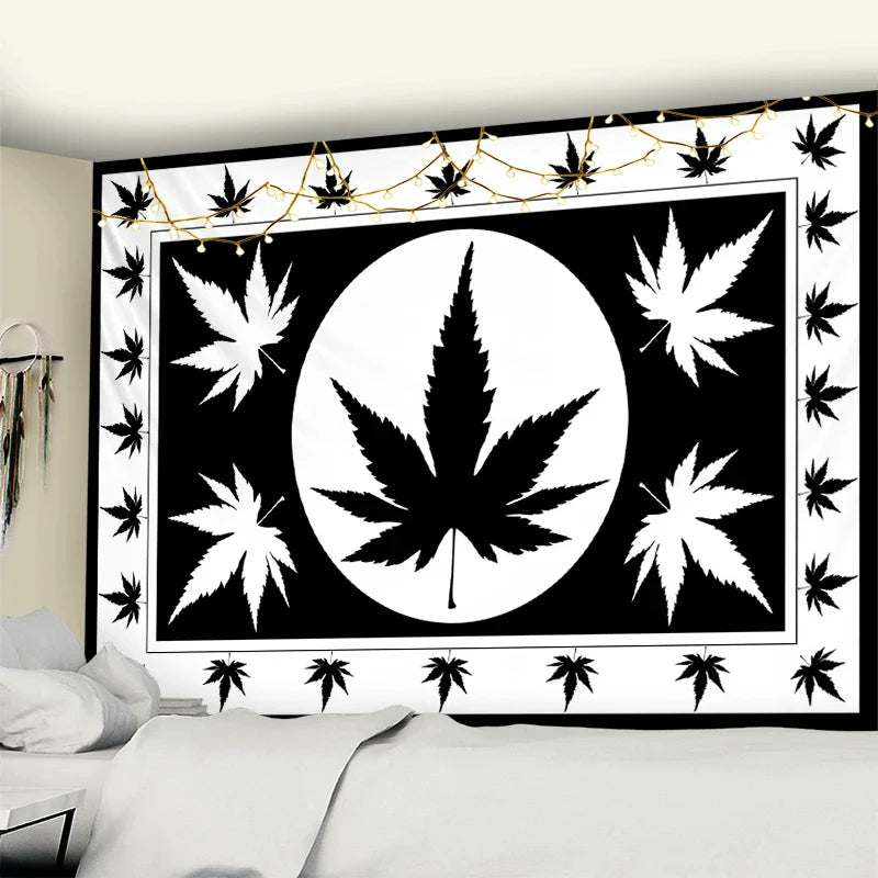 Afralia™ 3D Printed Maple Leaf Wall Hanging Tapestry for Boho Home Decor