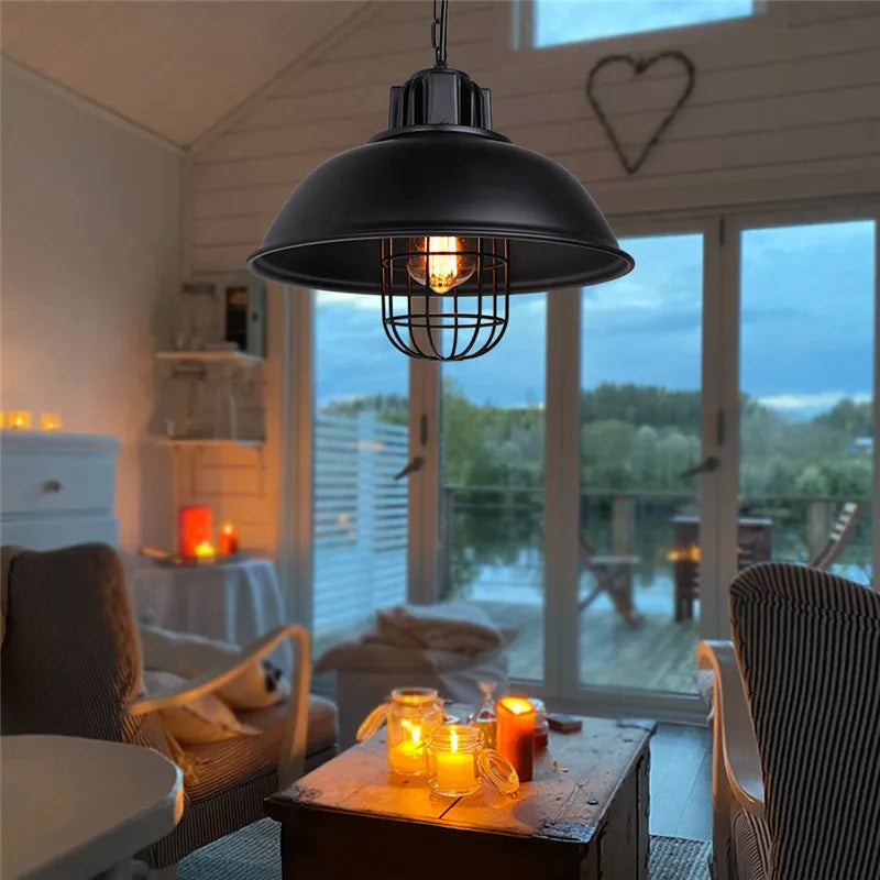 Afralia™ Iron Dome Industrial Pendant Light for Cafe Bar Home Decor