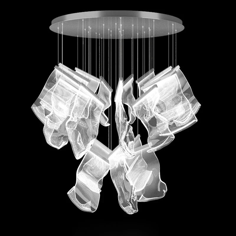 Afralia™ Golden Love Paper Chandelier: Postmodern LED Designer Lighting for Foyer
