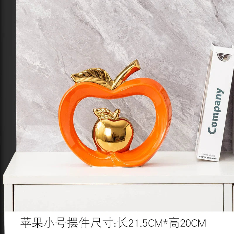 Afralia™ Gold-plated Ceramic Apple Storage Box for Home Decor and Organization