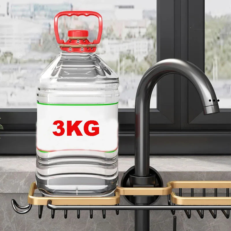 Afralia™ Adjustable Kitchen Sink Rack with Soap Dish and Hooks