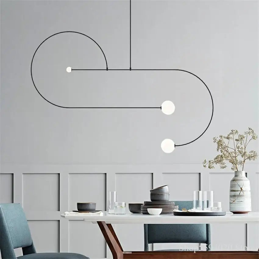 Afralia™ Modern Iron Geometric LED Chandelier for Bedroom and Living Room