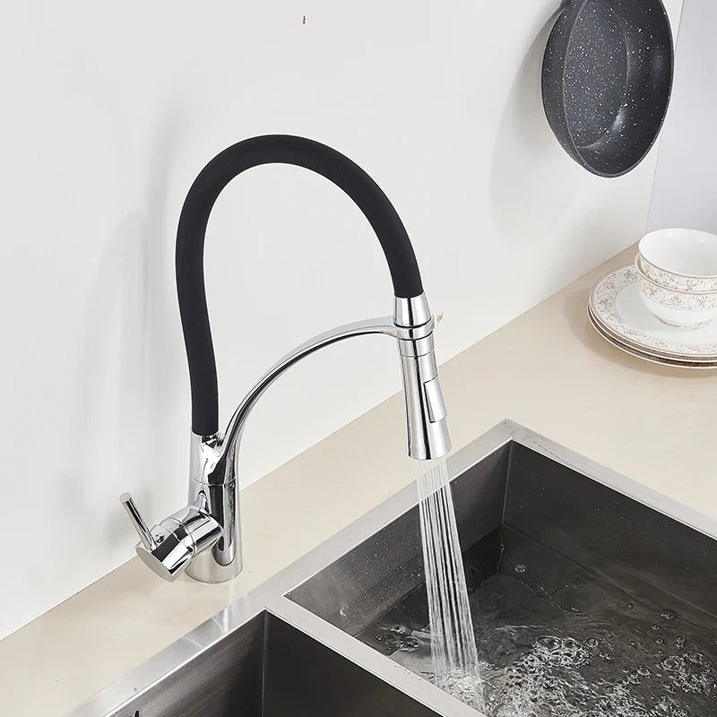 Afralia™ Black Hose Kitchen Faucet with Single Handle and Pull Down Sprayer