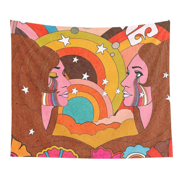 Afralia™ Rainbow Psychedelic Tapestry: Colorful Trippy Wall Decor for Girls' Dorm