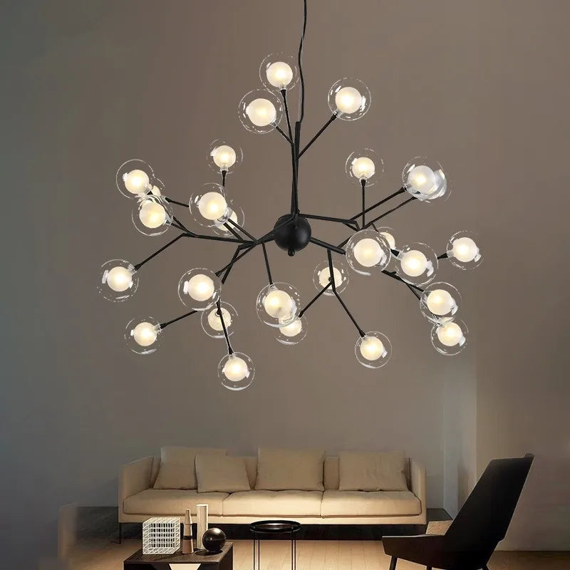 Afralia™ LED Firefly Sputnik Chandelier: Stylish Tree Branch Ceiling Lamp