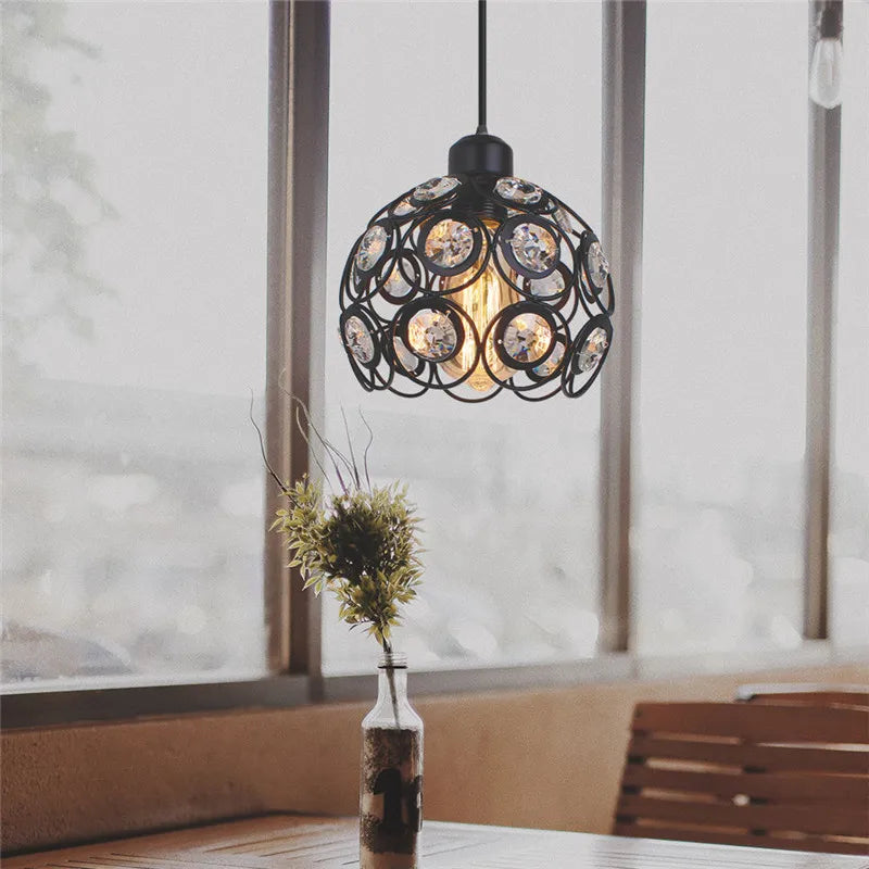 Afralia™ Industrial Nordic Cage Pendant Light, Black Iron Retro Loft Hanging Lamp