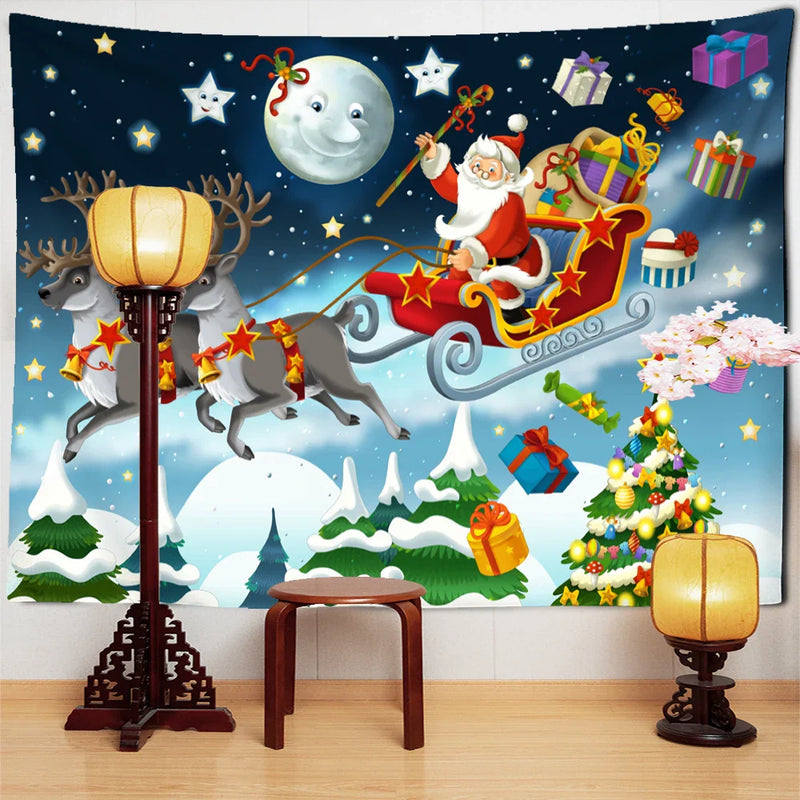 Afralia™ Christmas Santa Claus Tapestry: Holiday Decor Big Blanket Wall Hanging & Gift