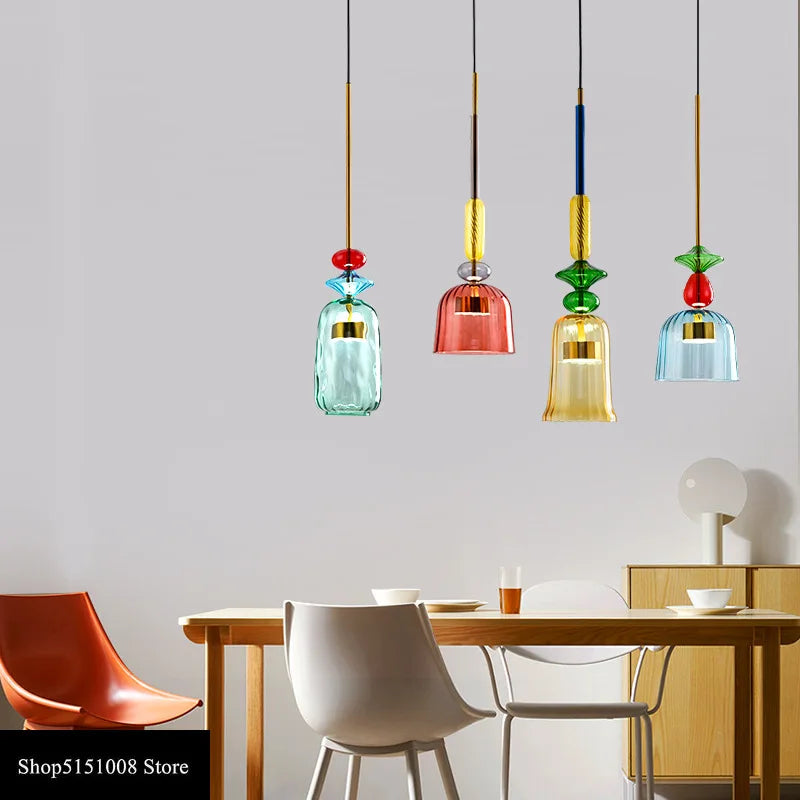 Afralia™ Nordic Glass Candy Pendant Lights for Modern Living Room, Bedroom & Children's Room