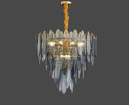 Afralia™ LED Glass Metal Leaf Chandelier: Luxury Postmodern Lighting for Home Decor, Bedroom, Living Room