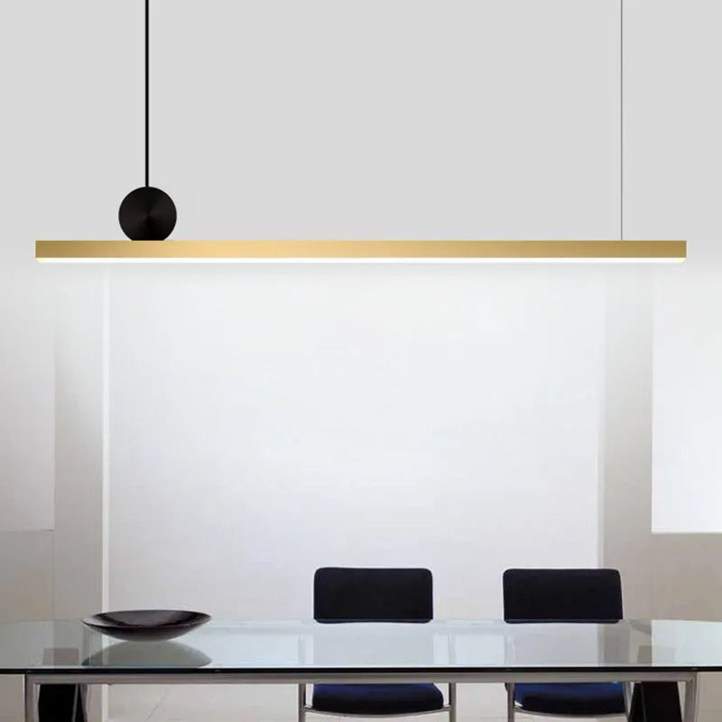 Afralia™ Linear LED Gold Pendant Light for Island, Restaurant, Bar - Nordic Designer Style
