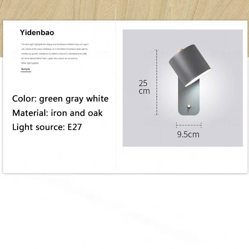 Afralia™ Nordic LED Wall Light 5W Iron & Wood Modern Home Improvement Bedroom Lamp