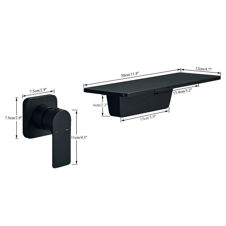 Afralia™ Matte Black Waterfall Tub Faucet Wall Mounted Mixer Tap