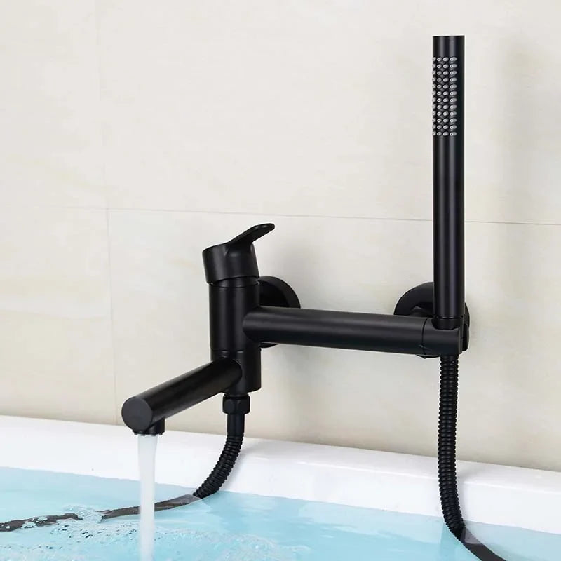 Afralia™ Brushed Gold Bathtub Shower Set, Wall Mounted Rotatable Faucet Industries