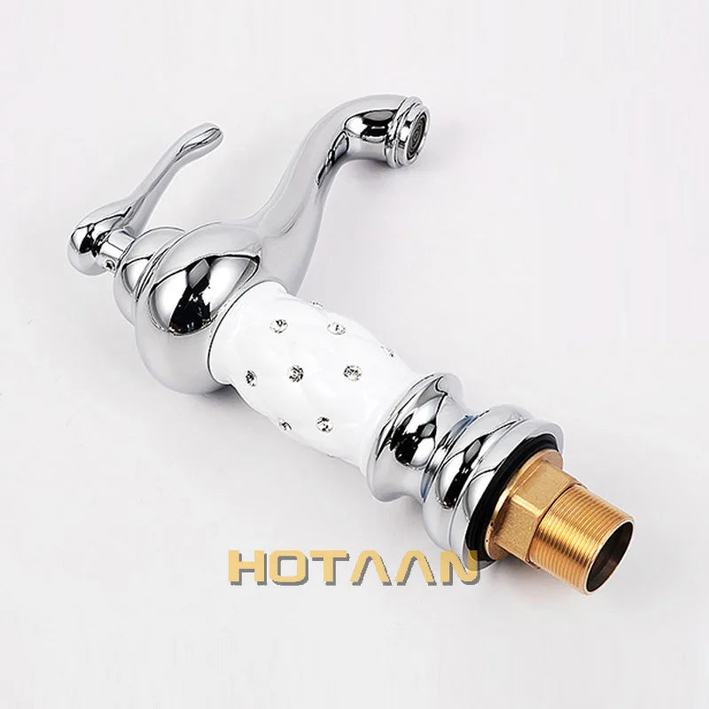 Afralia™ White Brass Basin Faucet Cold Hot Water Sink Tap Mixer