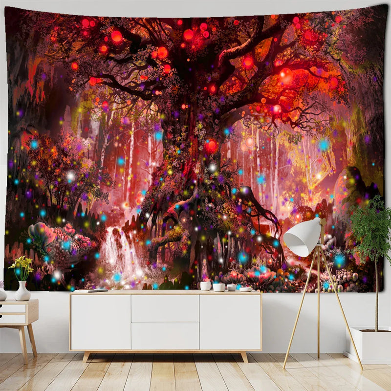 Afralia™ Mystical Tree of Life Tapestry: Psychedelic Hippie Wall Hanging for Home Decor