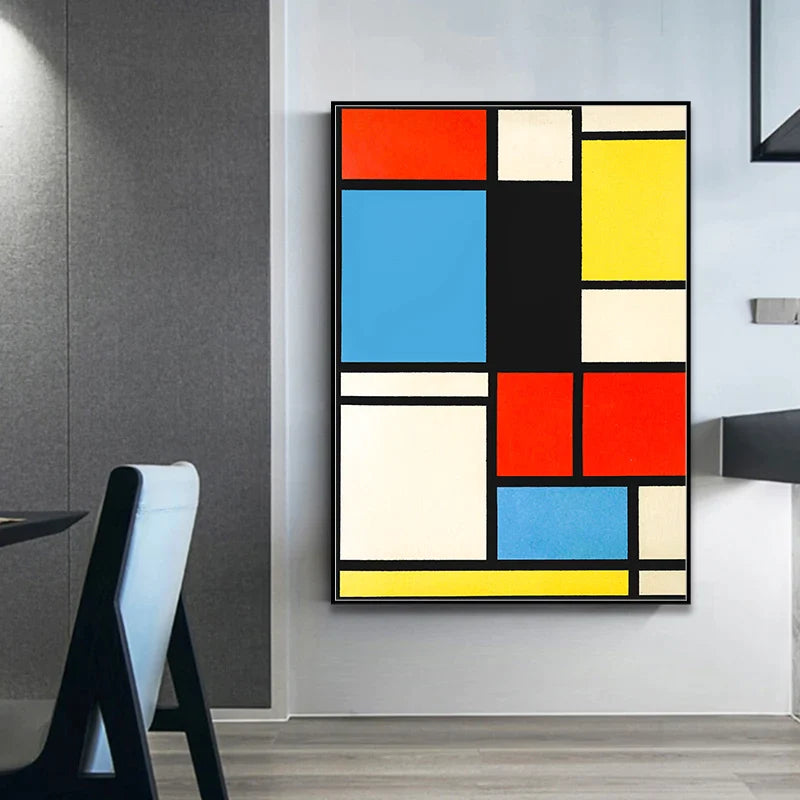 Afralia™ Mondrian Style Geometry Canvas Print Home Decor