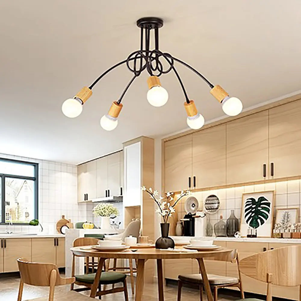 Afralia™ Modern Rod Iron Sputnik Chandelier Vintage Ceiling Lamp for Home Lighting