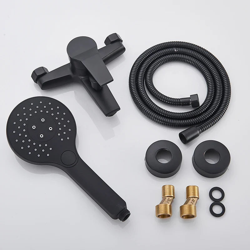 Afralia™ Matte Black Wall Mount Shower Mixer Valve Bathroom Faucet Bathtub Control