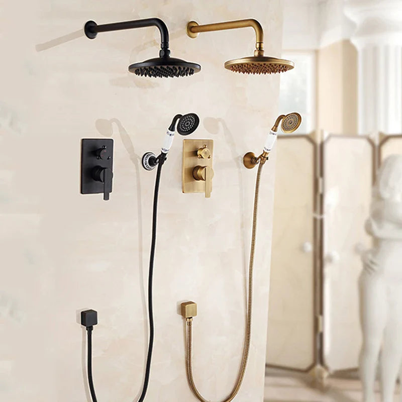 Afralia™ Black Antique Wall-Mounted Bathroom Rain Shower System