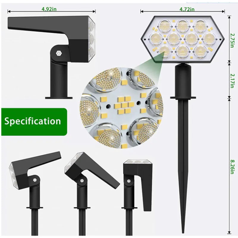 Afralia™ Solar Spotlights Outdoor Landscape Lights, 92 LED Adjustable Warm White IP65