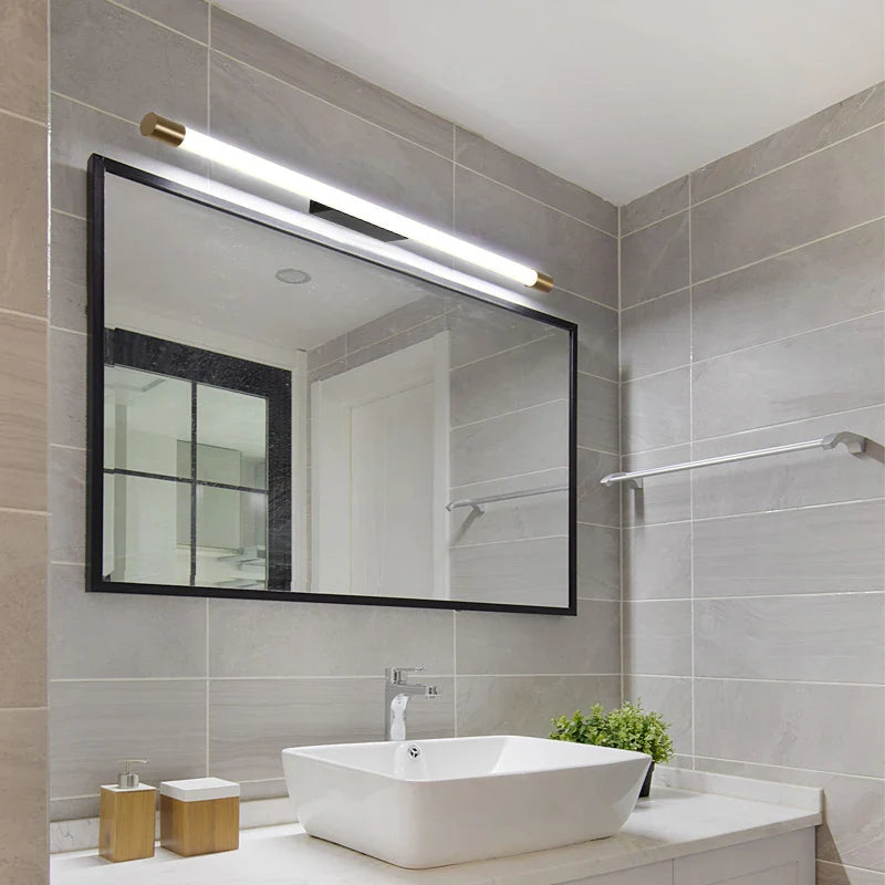 Afralia™ Nordic Black Gold LED Wall Lamp for Bathroom Mirrors