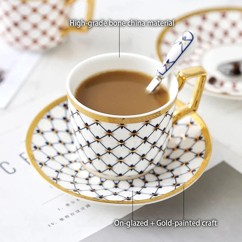 Afralia™ Gold Porcelain Coffee & Tea Set, Elegant Bone China Luxury Ceramics