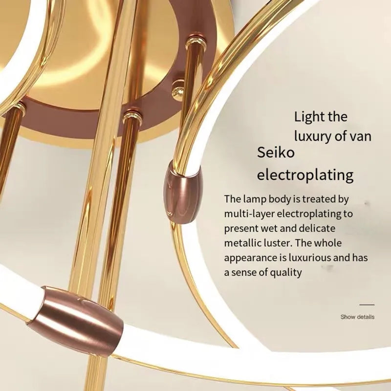 Afralia™ Modern Rings Chandelier for Living Room Dining Bedroom Ceiling Lamp