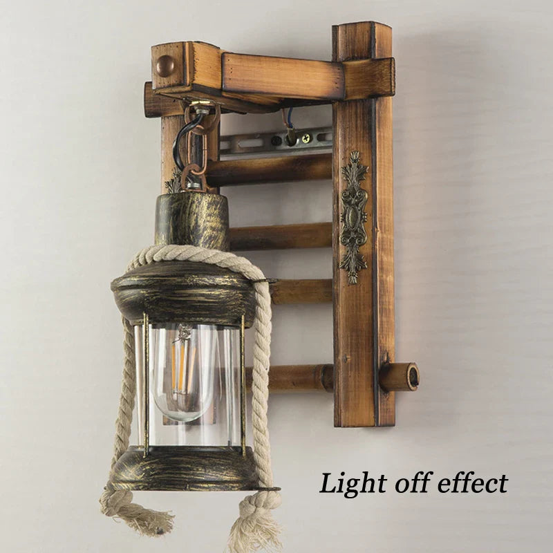 Afralia™ Retro Bamboo Wall Lamp Industrial Glass Sconce for Living Room and Bedroom