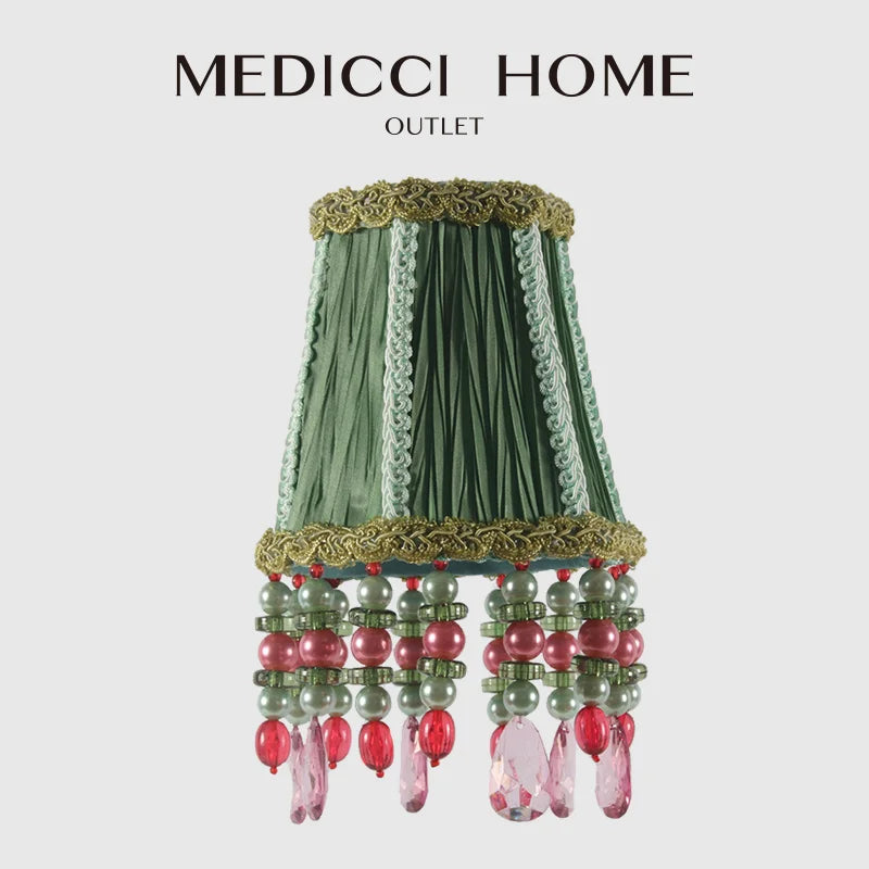 Afralia™ Bohemia Style Emerald Green Cloth Lampshade with Tassels