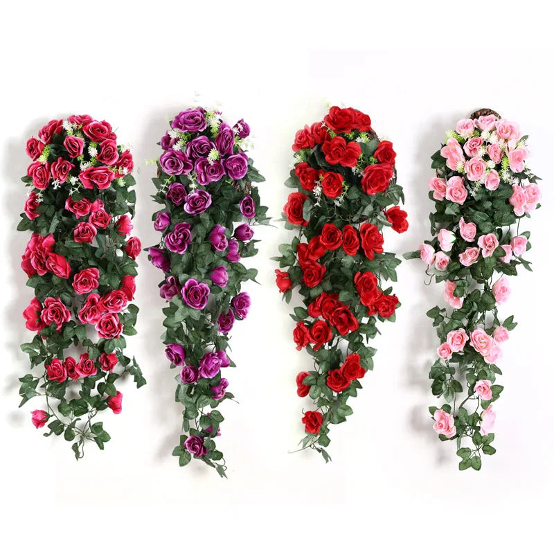 Afralia™ Rattan Vine Rose Wall Hanging: Home Wedding Door Decor Artificial Flowers